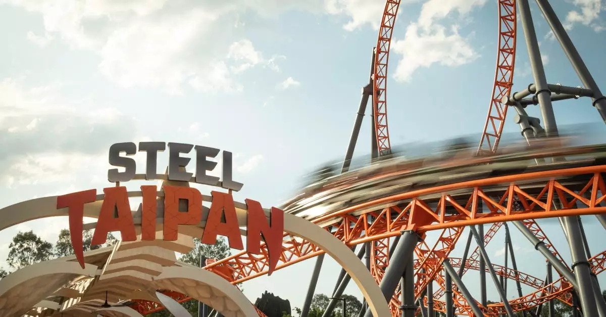 Experience the excitement of the Steel Taipan rollercoaster at Dreamworld theme park.