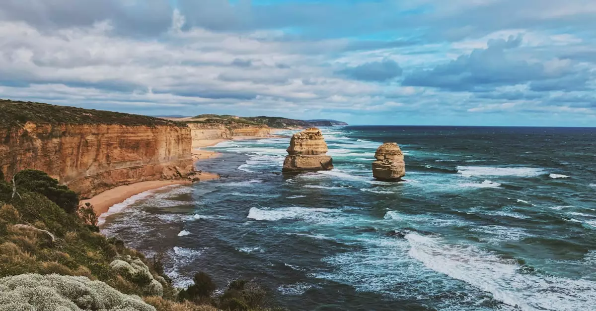 Breathtaking coastal landscape of the Twelve Apostles rock formation along Australia's Great Ocean Road.