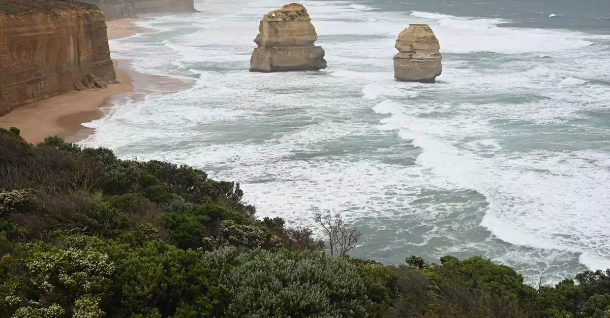 Stunning coastal view of the iconic Twelve Apostles rock formations in Australia.
