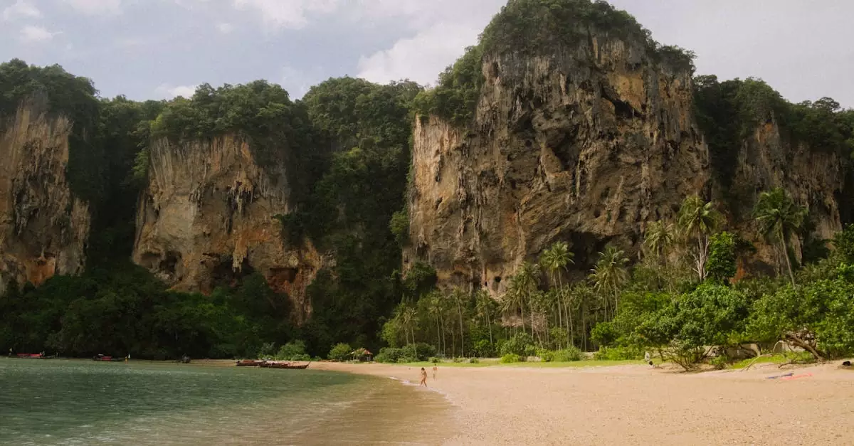 Explore the breathtaking cliffs and sandy beach of Ton Sai, Krabi.