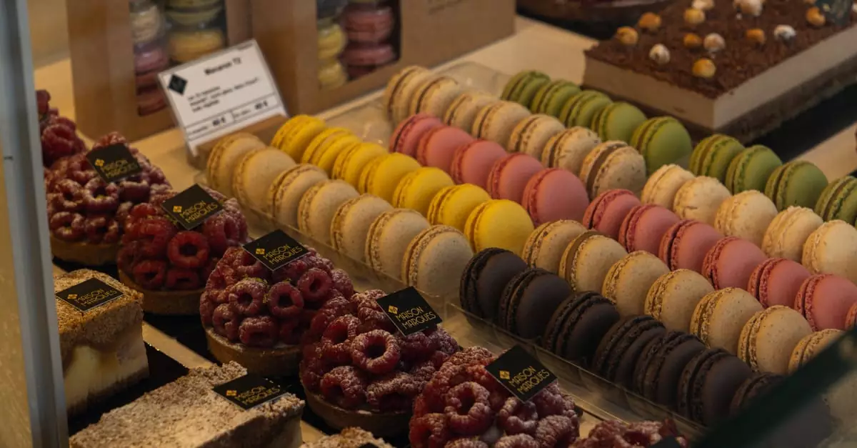 Indulge in a colorful array of macarons and pastries at a Parisian patisserie, showcasing French culinary artistry.