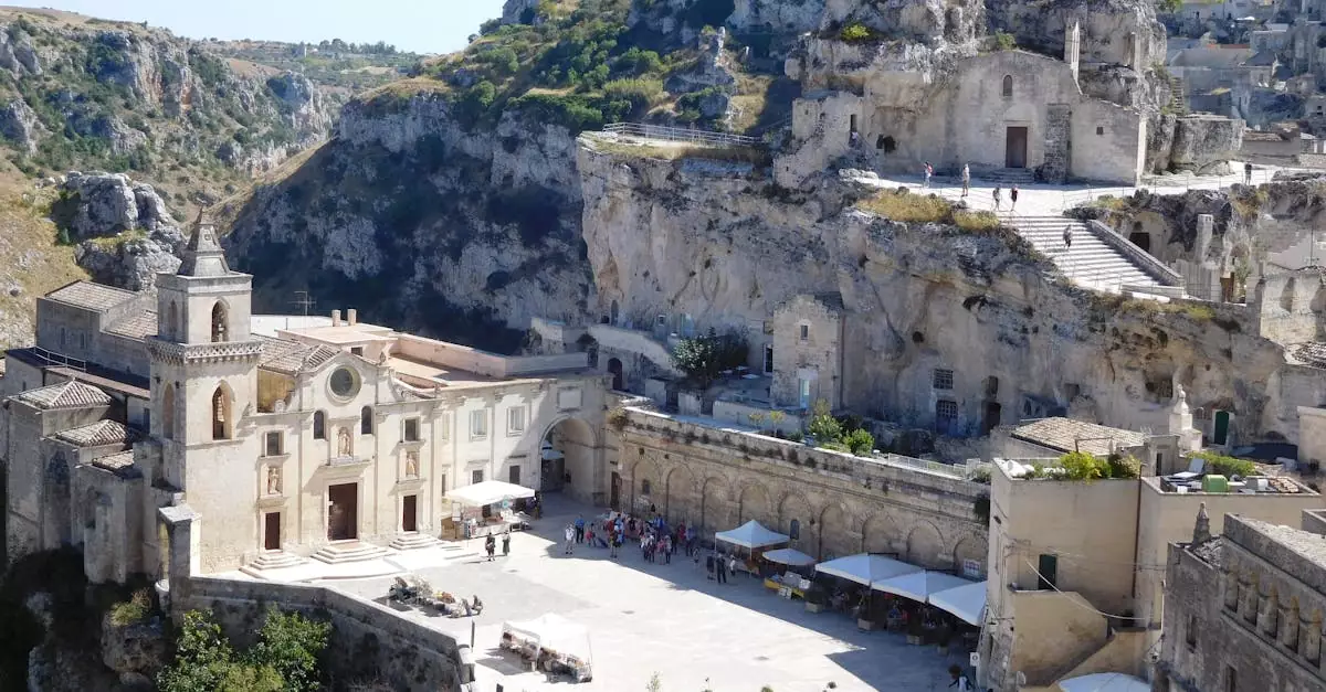 Discover the stunning rocky landscape surrounding Chiesa di Santa Maria di Idris in Matera, Italy.