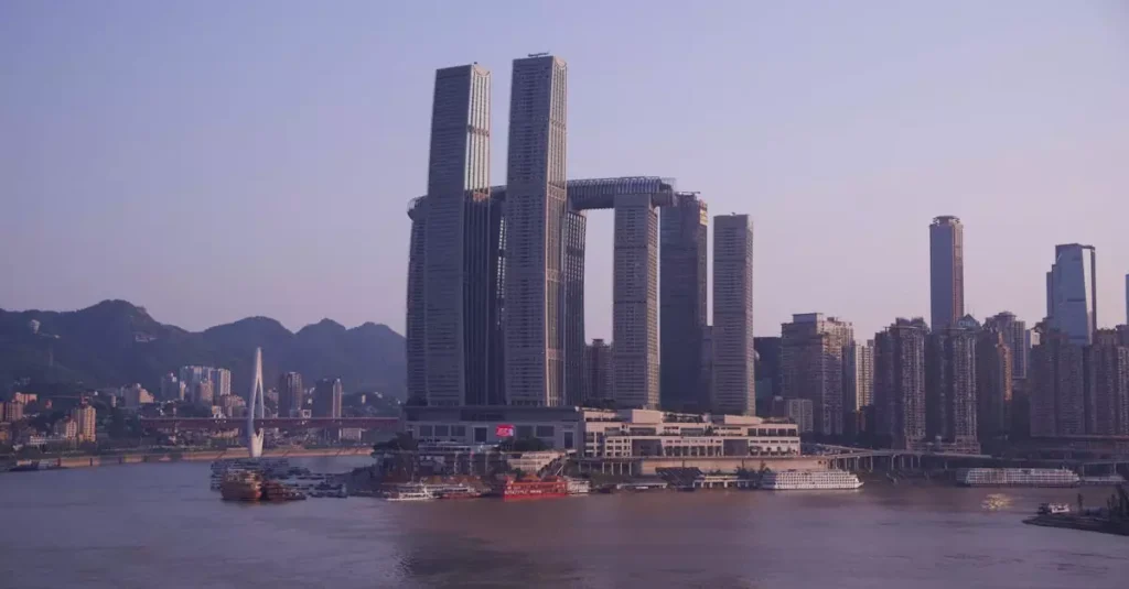 Best Landmarks in China: Iconic Sites for 2026 Travel 11 Captivating view of Raffles City and skyline by the Yangtze River in Chongqing, China.