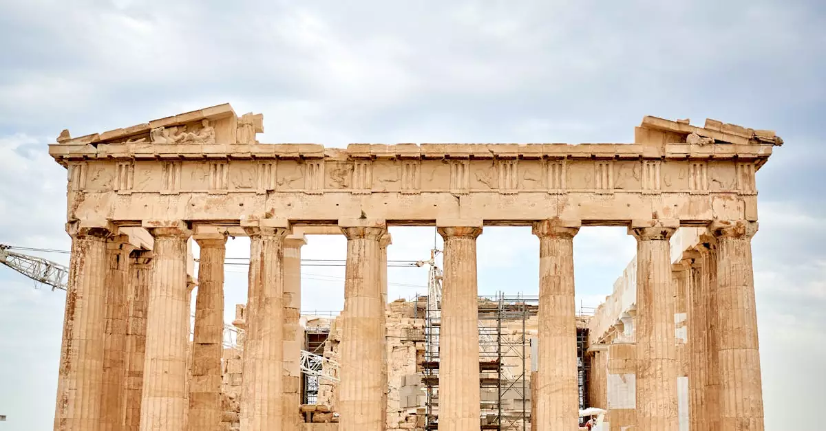 Explore the magnificent ancient ruins of the Parthenon, an iconic landmark in Athens, Greece.