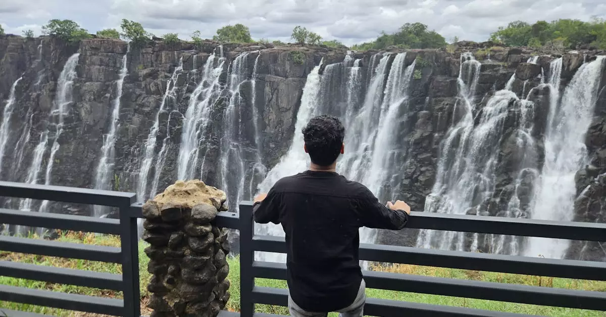 A man admires the breathtaking Victoria Falls from the Zimbabwean side.