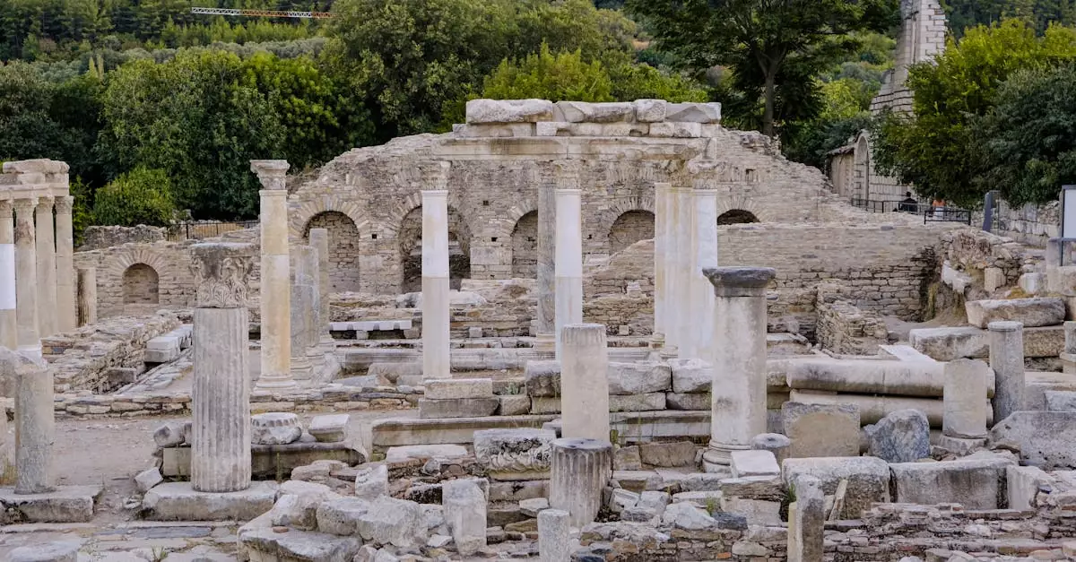 Explore the captivating ancient ruins at Ephesus, a historic landmark in Muğla, T&uuml;rkiye.