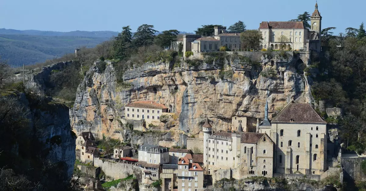 Beautiful view of the historical cliffside village of Rocamadour, France.