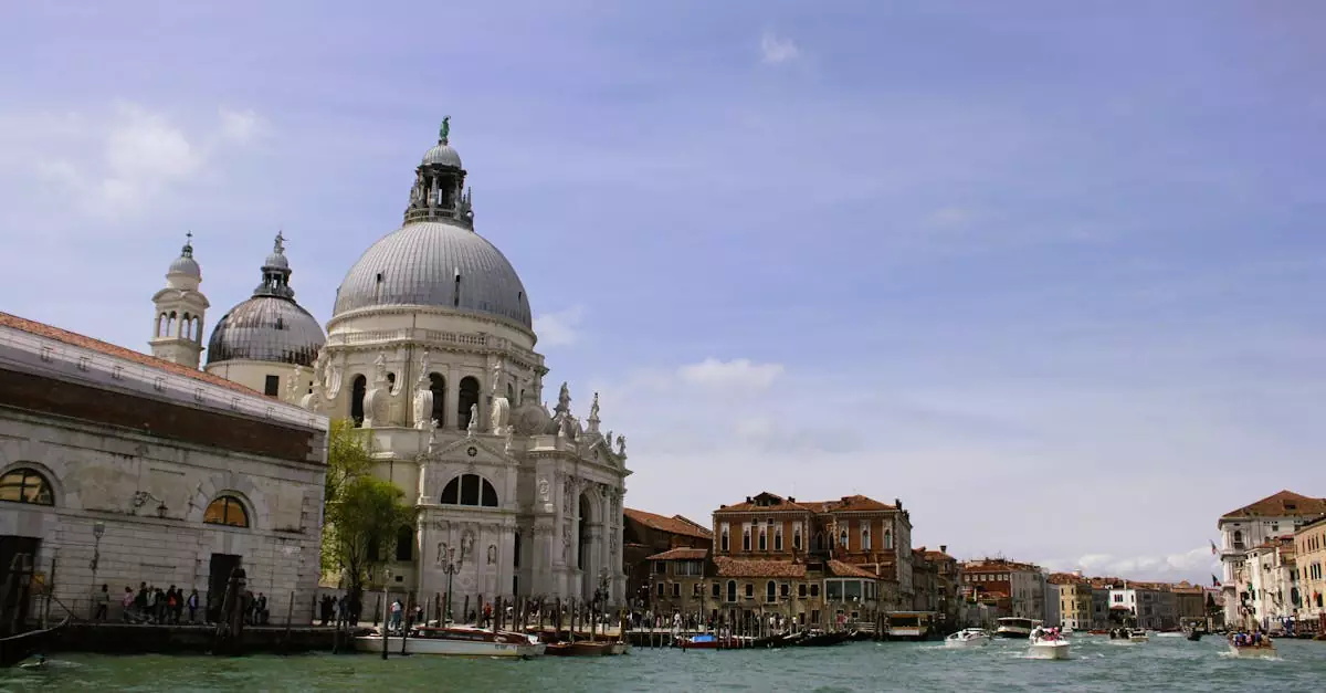 Captivating view of Santa Maria della Salute dome along Venice's Grand Canal.