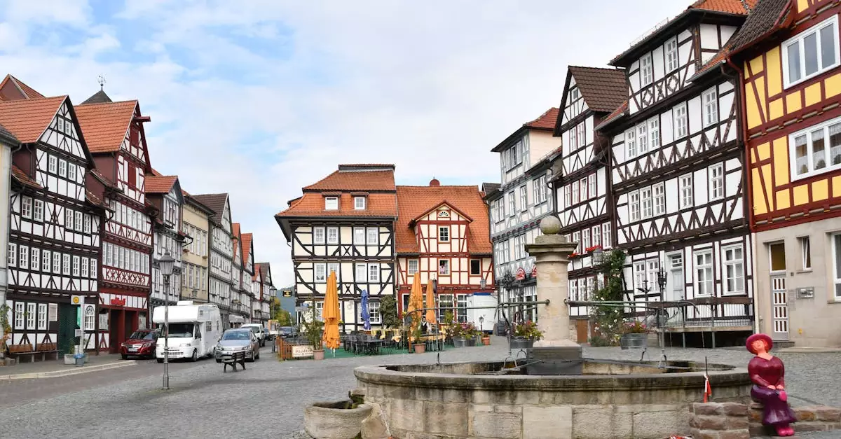 Charming half-timbered houses in Bad Sooden-Allendorf, Germany.