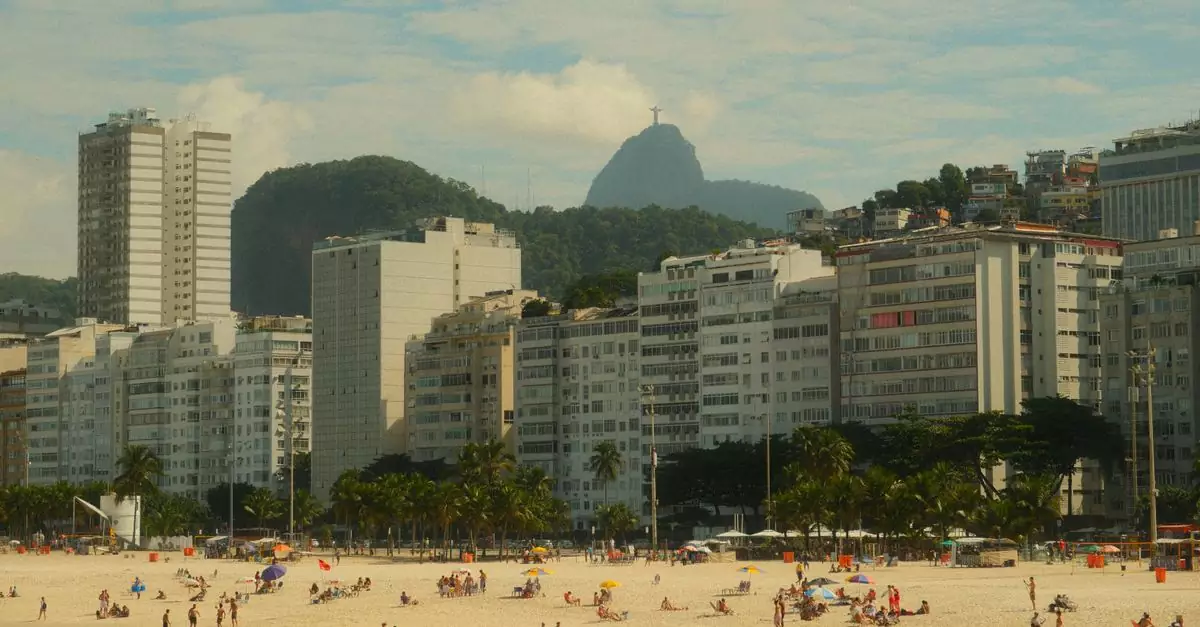 Beautiful day at Copacabana Beach, Rio de Janeiro, with Christ the Redeemer in the background.