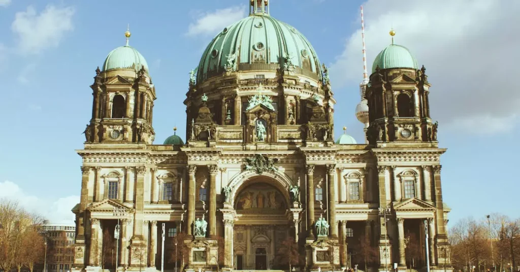 Best Berlin Food Experiences: Your Ultimate Guide 2 A beautiful capture of the Berlin Cathedral showcasing its architectural grandeur against a vibrant sky.