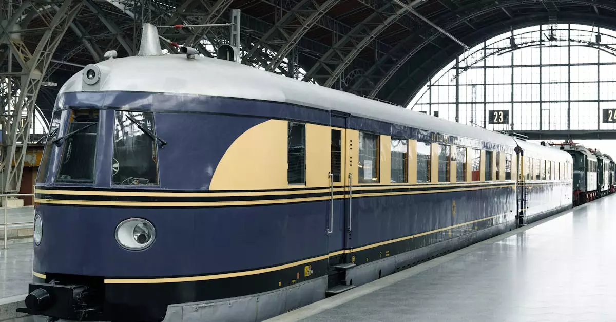 Historic train at the Leipzig Hauptbahnhof, capturing nostalgic railway architecture.