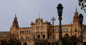 Beautiful view of Plaza de España's architecture in Seville, Spain showcasing historic charm.
