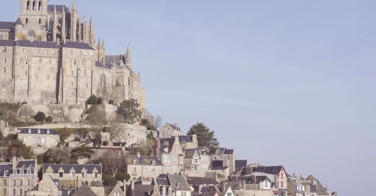 Explore the stunning architecture of Mont Saint Michel Abbey, a historic landmark in France.