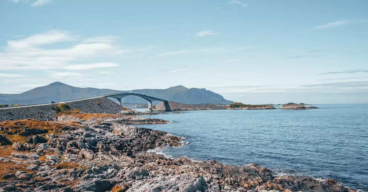 Picturesque coastline featuring a unique bridge across rocky terrain and Atlantic waters.