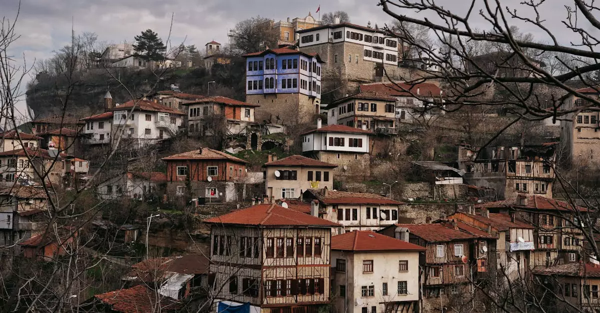 Historic Ottoman-era houses and scenic landscape of Safranbolu, T&uuml;rkiye, an UNESCO World Heritage Site.