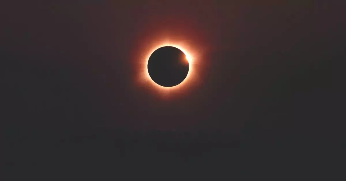 Stunning view of a solar eclipse in Palmas, Tocantins, Brazil, featuring a vivid corona.