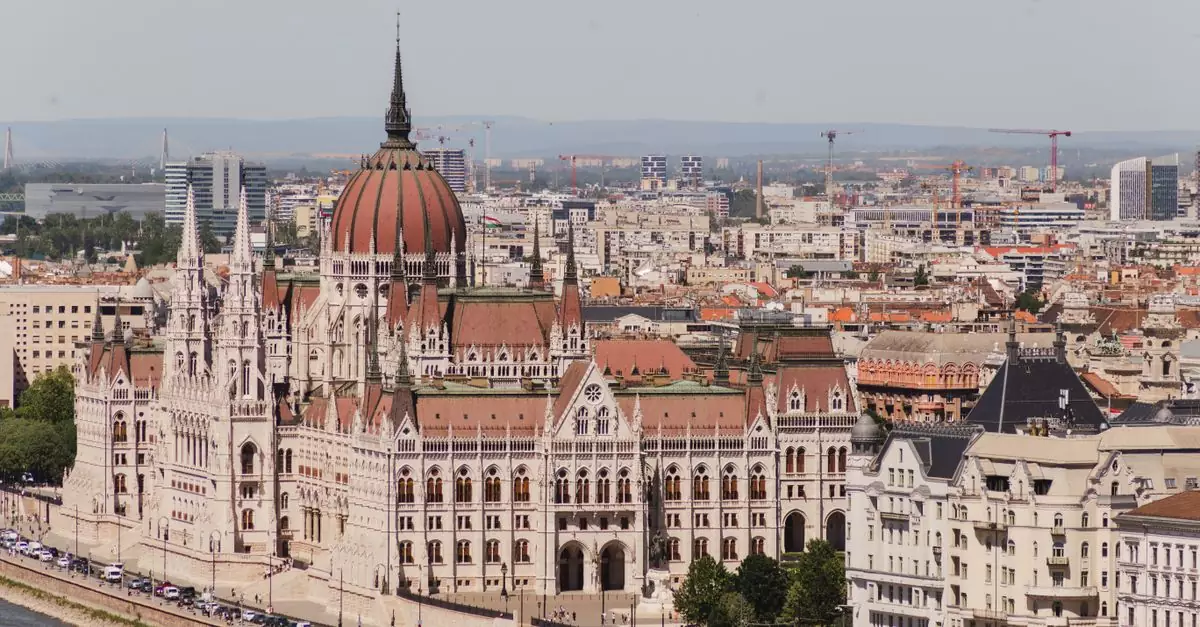 Stunning aerial shot of the Hungarian Parliament in Budapest, Hungary.