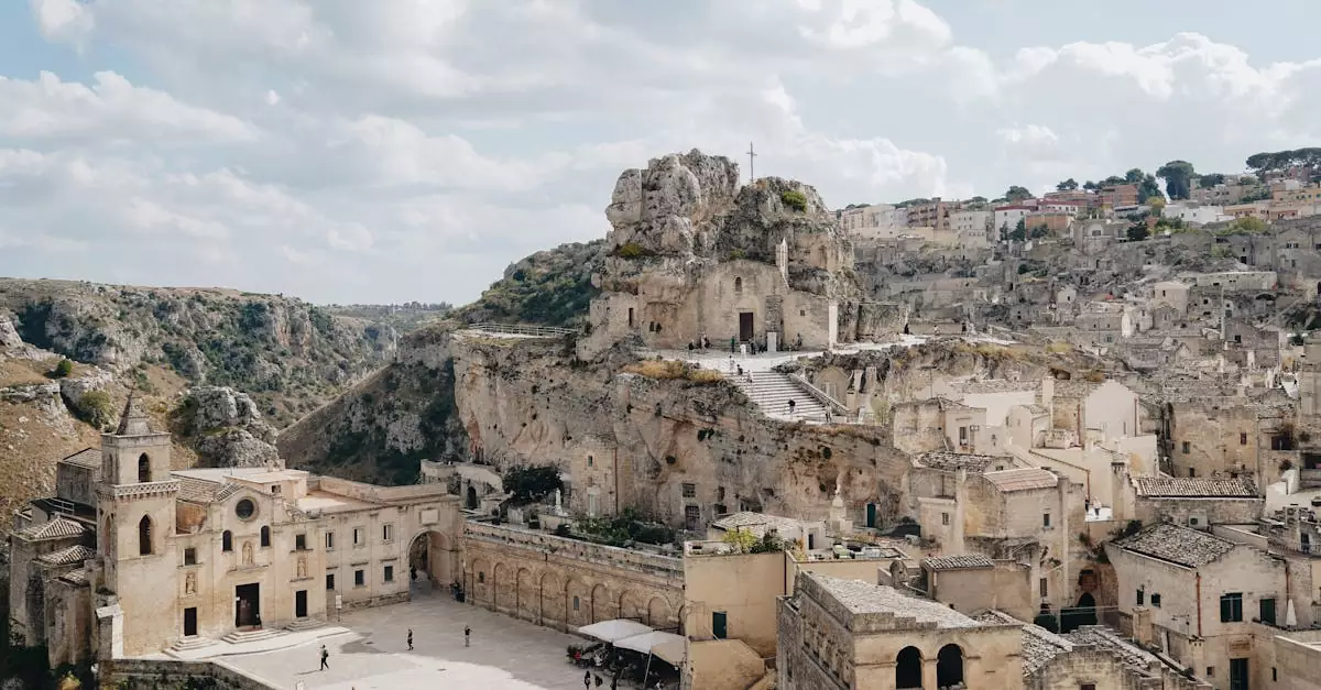 Breathtaking view of historic Matera with ancient architecture, perfect for travel and history enthusiasts.