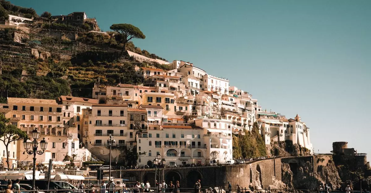 Charming hillside town on the Amalfi Coast showcasing iconic Italian architecture by the sea.