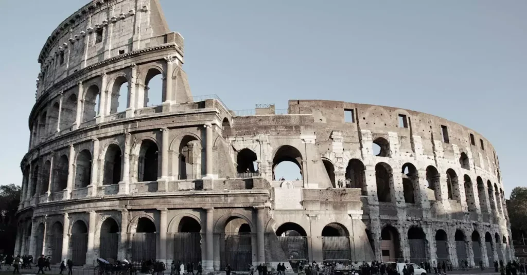 Europe's Best Historic Destinations for Cultural Journeys 2 Explore the grandeur of the ancient Roman Colosseum in Rome, Italy, under a clear sky.
