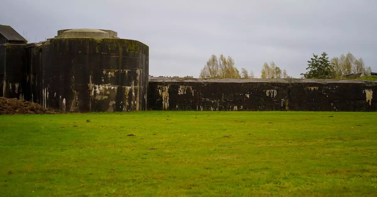 Stone fortification surrounded by green grass in Willebroek, Belgium, showcasing historical architecture.