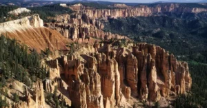 A breathtaking aerial view of Bryce Canyon's iconic rock formations, capturing natural beauty in Utah.