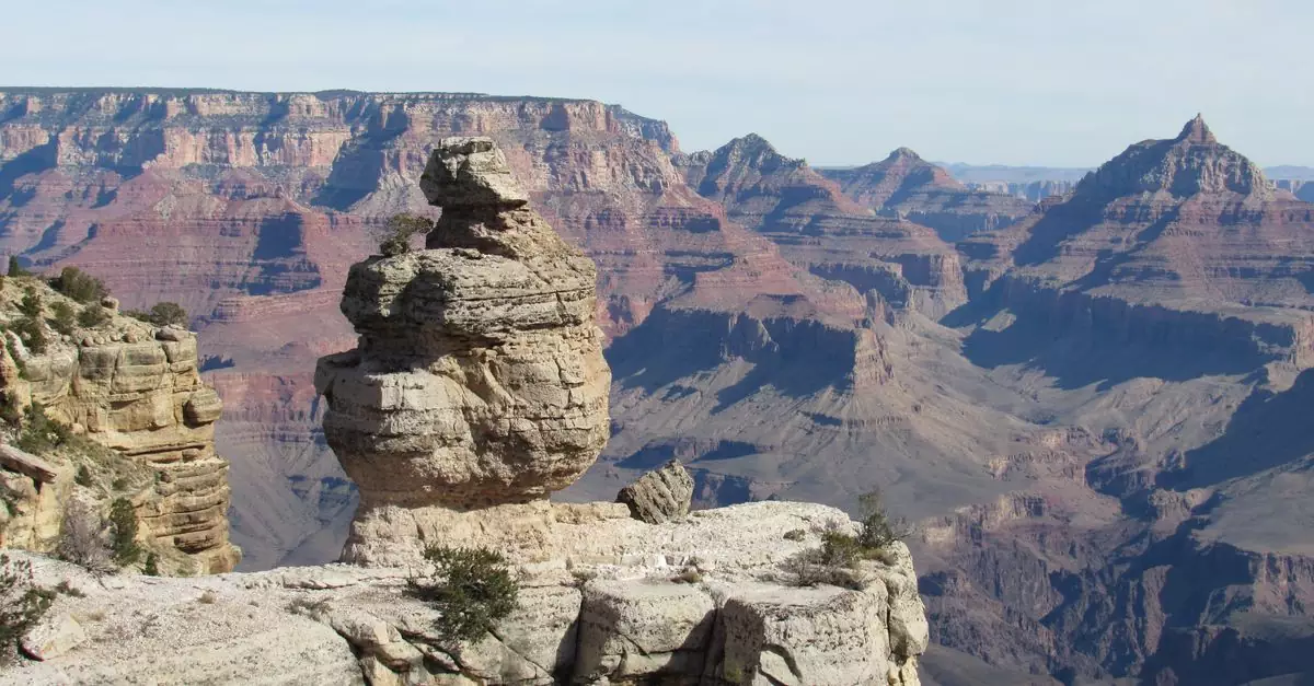 Breathtaking view of a unique rock formation at the Grand Canyon, Arizona.