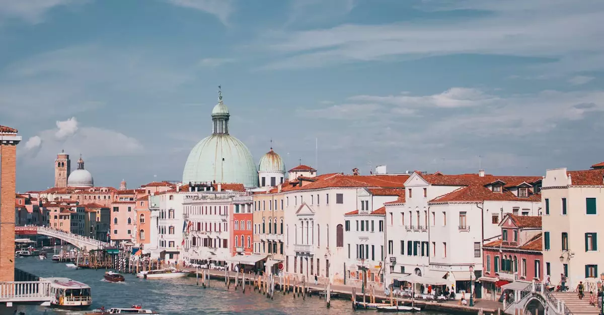 Explore the iconic cityscape of Venice's Grand Canal with stunning architecture and vibrant colors.