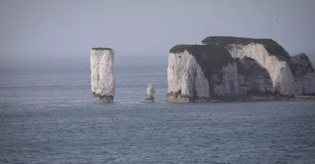 England's Giant Chalk Outlines: A Guide 2 Scenic view of Old Harry Rocks along the Dorset coast in the UK.