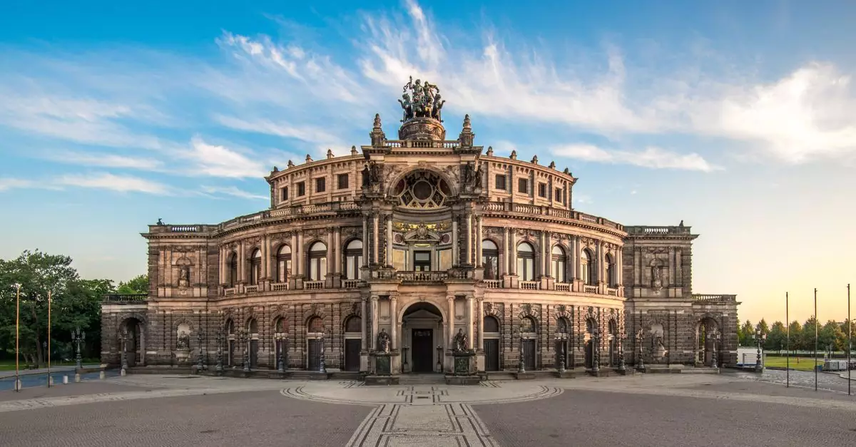 The historic Semper Opera House in Dresden, Germany, bathed in morning light.