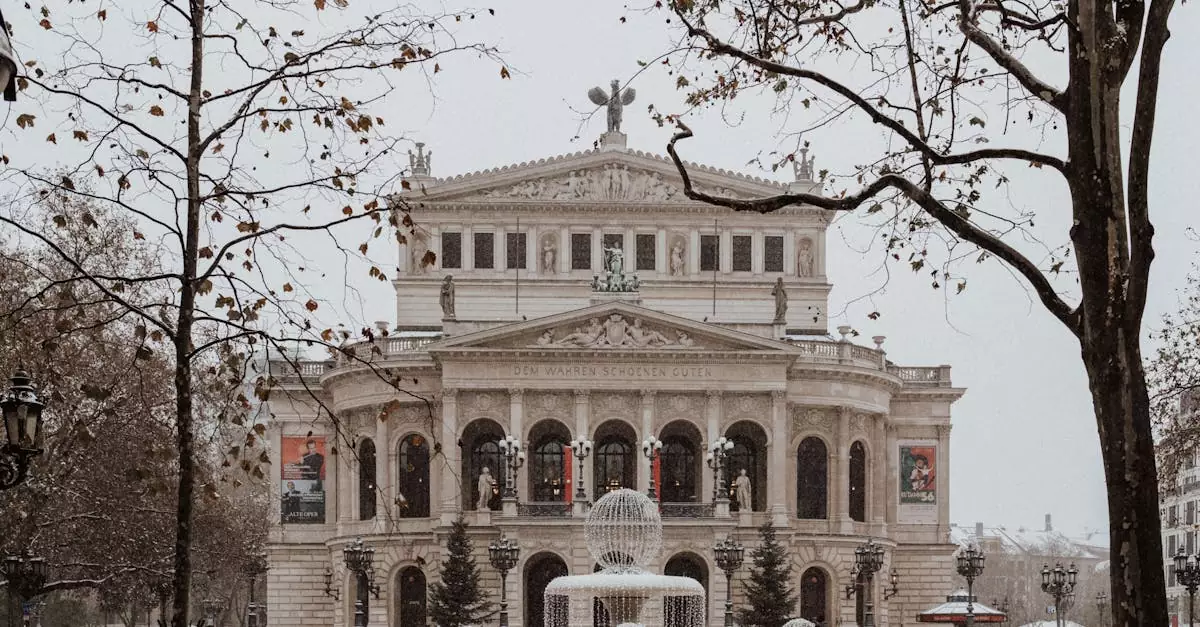 Capture of the iconic Alte Oper in Frankfurt during winter, showcasing its architectural grandeur.