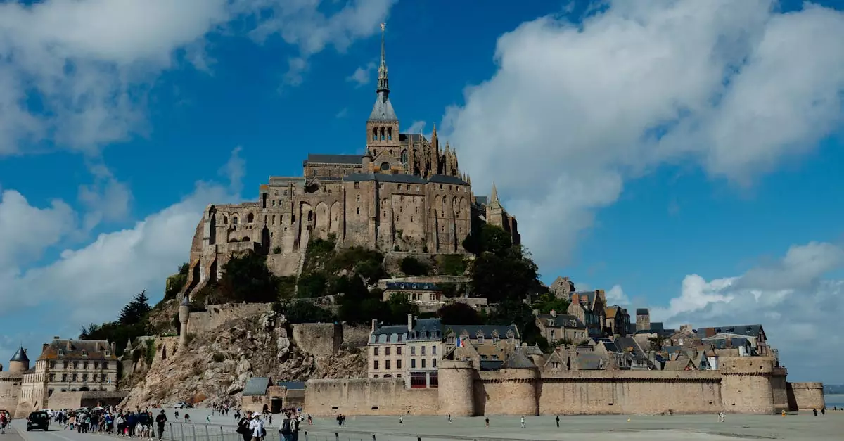 Explore the iconic Mont Saint-Michel on a sunny day with stunning architecture and history.