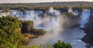 Breathtaking panorama of Iguassu Falls in Foz do Iguaçu, Brazil.