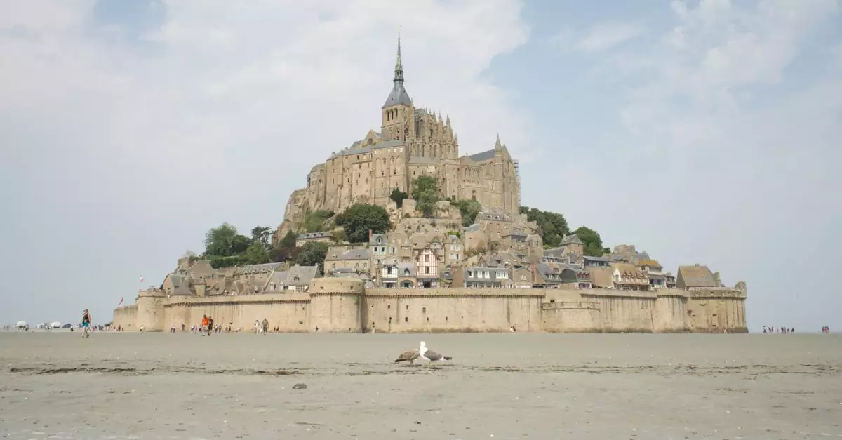 Breathtaking capture of Mont-Saint-Michel, a historic island abbey in Normandy, France.